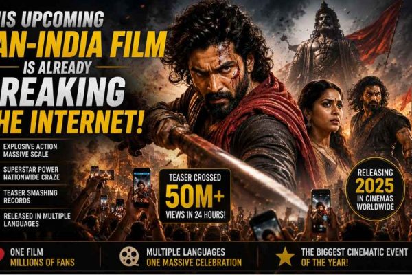 pan India movie action poster featuring explosive cinematic visuals and intense teaser reaction buzz